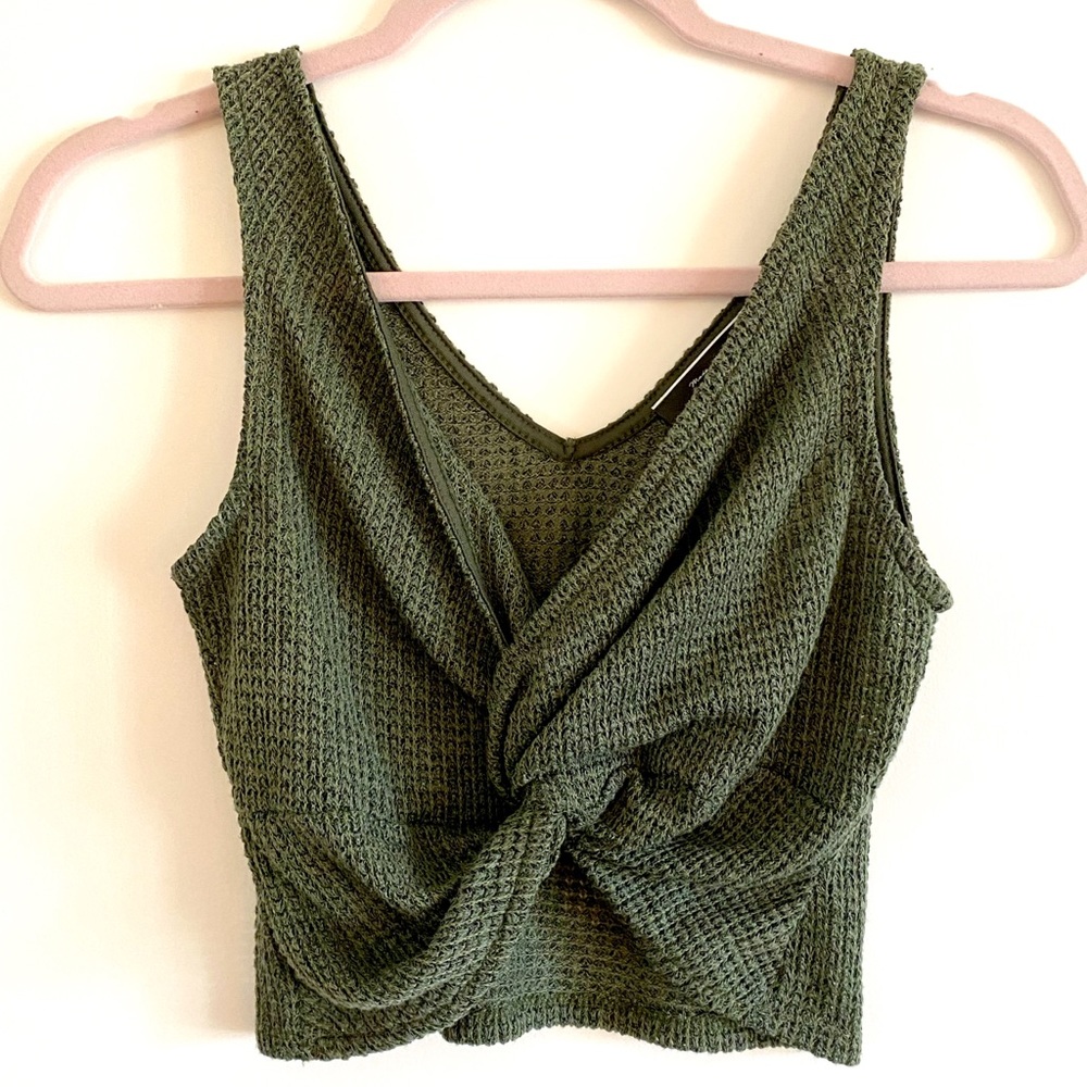 Blue Blush | Dark Green Knit Mermaid Crop Tank Top, size Small